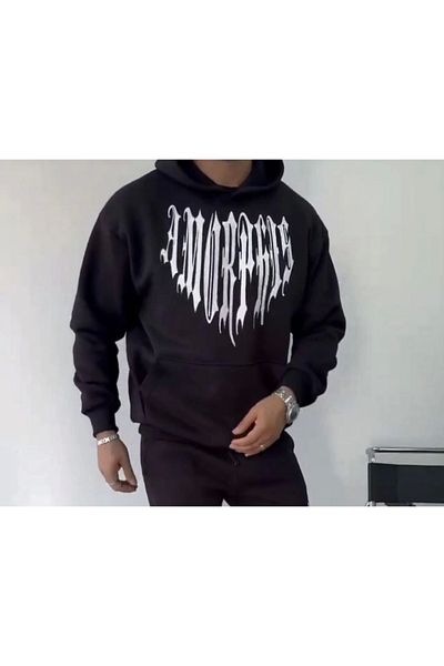 modamtn Long Sleeve Hooded Printed Sweatshirt - Black