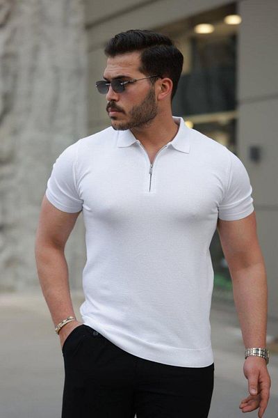 modamtn Men's zipper collar short sleeve t-shirt