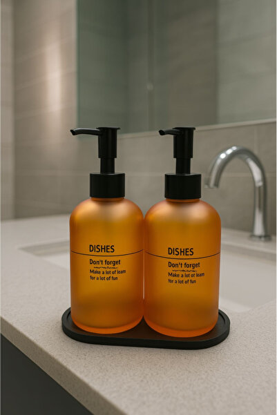 TUMU LIFE 2 li Cam Standlı Cam Sıvı Sabunluk Seti - Bambu Stantlı