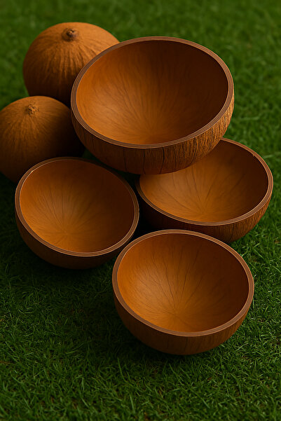 Akvaryum Doğal Dekoratif Hindistan Cevizi Kabuğu Önü Kapalı Yarım Kesik Model...