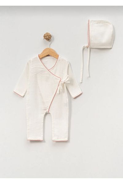 Baby Wings Double Breasted Muslin Jumpsuit-Hat Double Set Cotton