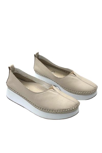 KİNDEP Kindep Inside and Outside Genuine Leather Daily Comfort Women's Shoes White