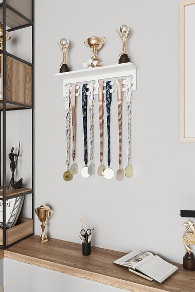Grandmix Medal Hanger with Trophy Rack Medal Hanger with Trophy Design Metal Medal Hanger and Trophy Stand 15X35X10 cm