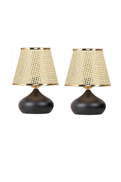 571 Store 2 Pcs Ellipse Table Lamp Shade Metal Body Fabric Head Lighting