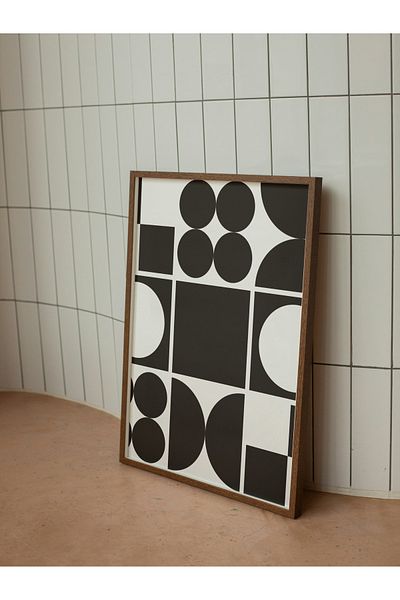 studio duha Bauhaus BW2 - Poster minimalist modern cu model geometric alb-negru - Pictură fără încadrare
