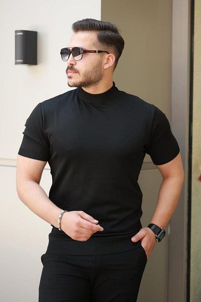 modamtn Men's Half Turtleneck Short Sleeve T-Shirt