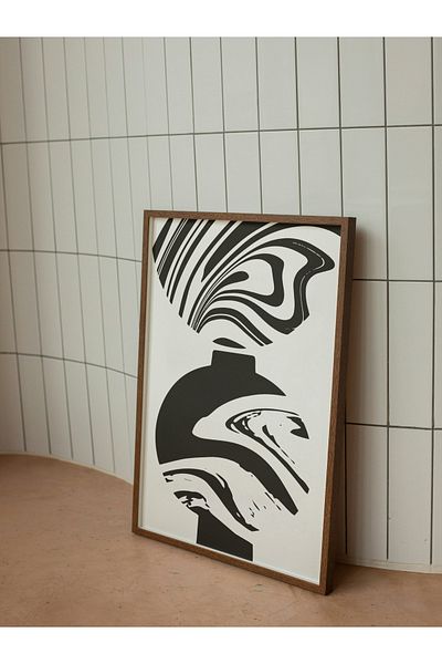 studio duha Βάζο Bauhaus - Αφηρημένη Μαύρη και Άσπρη Μοντέρνα Αφίσα - Μινιμαλιστικός Ασπροπίνακας χωρίς Κάδρο