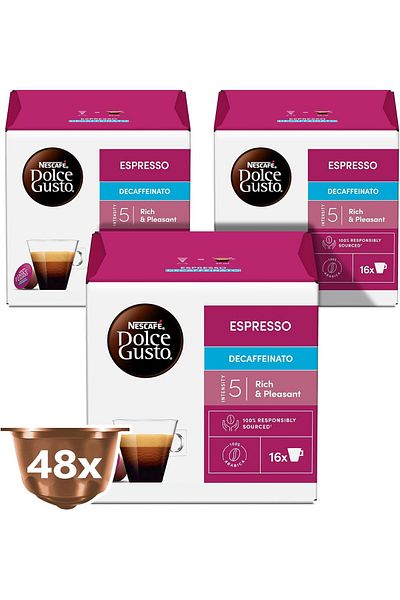 Nescafe NESCAFÉ DOLCE GUSTO Decaf Espresso Coffee Capsules, 88g (Pack of 3)
