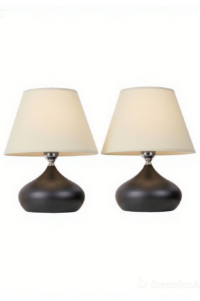 571 Store 2 Pcs Ellipse Table Lamp Shade Metal Body Fabric Head Lighting