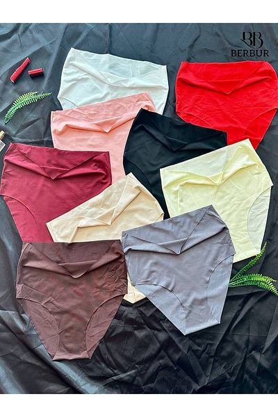 BERBUR 10Lu Laser Cut Seamless Non-Marking Gathering Panties Bikini Lycra Stretchy