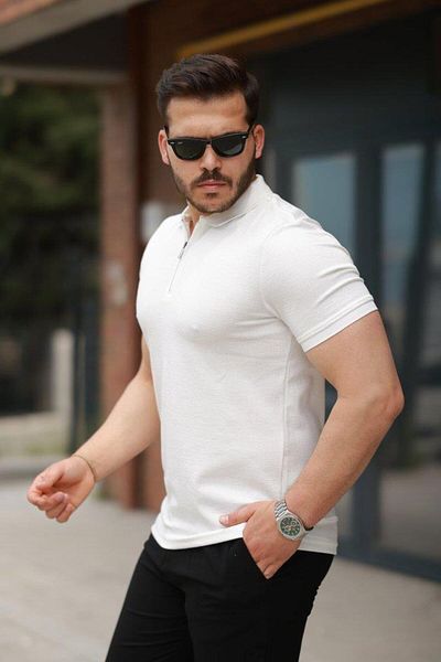 modamtn Men's Zipper Collar Short Sleeve T-Shirt