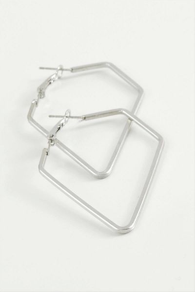 LiderGlobal Polygonal Hoop Earrings 4.5 cm