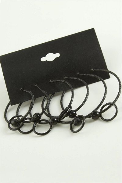 AC BOX Dotted Nested Metal Hoop Earrings 6 Pieces