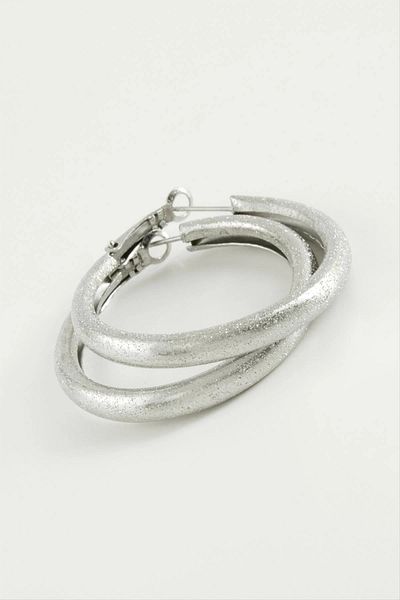 LiderGlobal Silvery Tube Hoop Earrings 3.5 cm