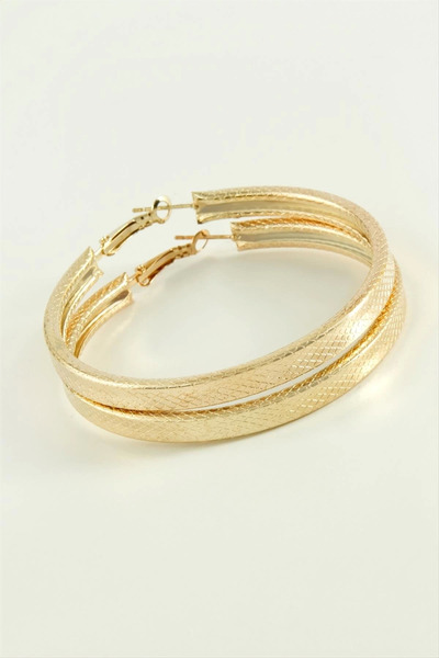 Eco Lounge Square Baklava Patterned Hoop Earrings 4.5 cm
