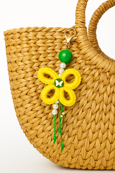 She Sells سلسلة مفاتيح ساحرة لحقيبة الصيف مصنوعة يدويًا من اللؤلؤ الحقيقي مع ...