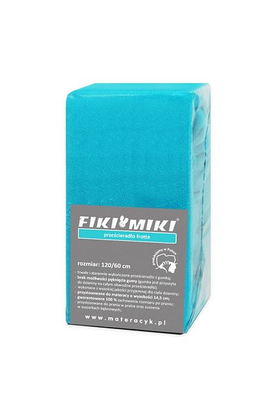 Fiki Miki Fiki Miki Terry Elastic Fitted Sheet Turquoise Cotton 120/60 cm