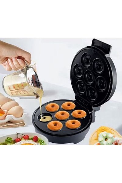 Rovitech Mini aparat electric de făcut gogoși cu plăci antiaderente, indicator luminos, negru - Coshop