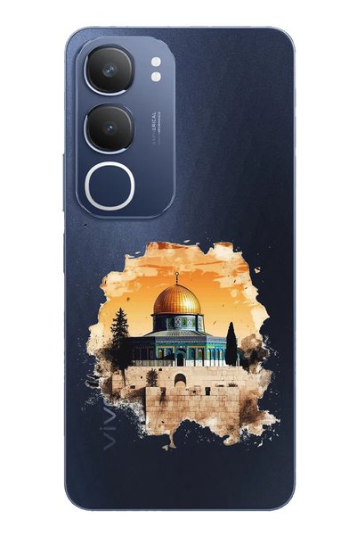 TechTree حافظة سيليكون شفافة متوافقة مع هاتف Vivo Y19s بتصميم المسجد الأقصى