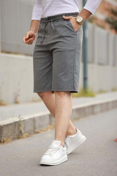 modamtn Men's Waist Lace-Up and Buttoned Tuxedo Fabric Shorts
