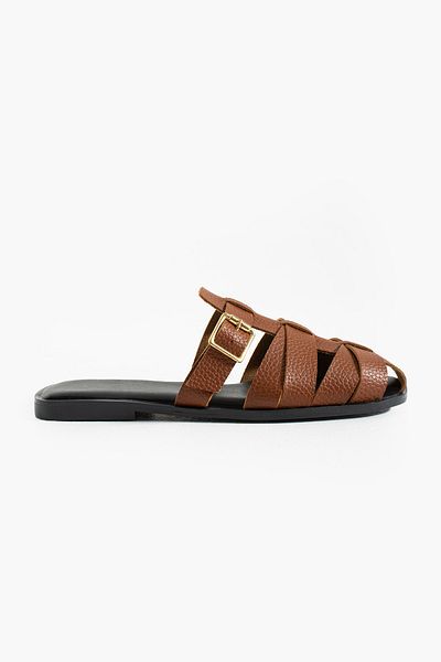 DESPİNA Shay Yoshi Gold Accessory Belt Buckle Detailed Women's Slippers
