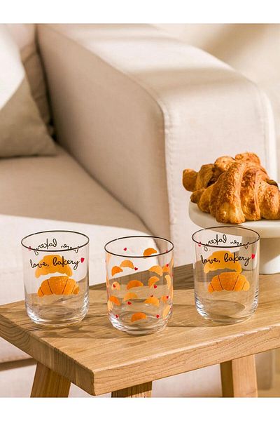 LC Waikiki Lcw Home Printed Glass Cup Set of 3 350 ml (W5)