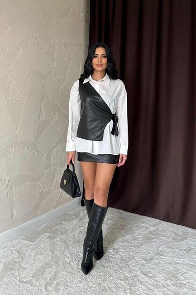 modamtn White Side Tie Vest Shirt
