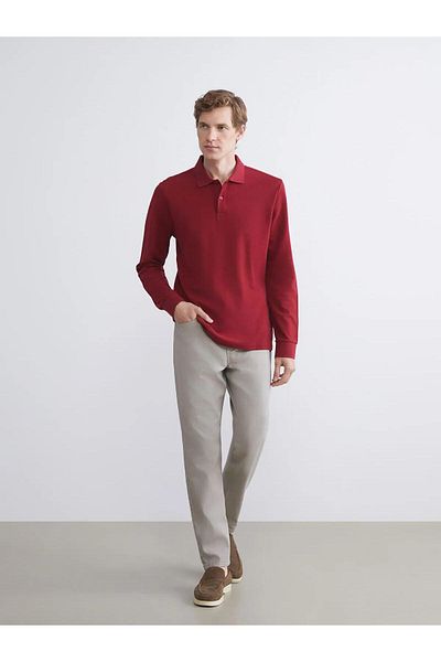 LC Waikiki Tricou LCWAIKIKI clasic cu guler polo cu mânecă lungă pentru bărbați (W5)