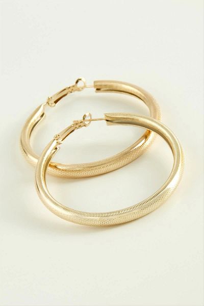 LiderGlobal Dotted Hoop Earrings 4.5 cm