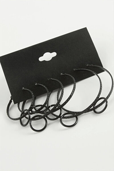 Eco Lounge Striped Metal Hoop Earrings 6 Pieces