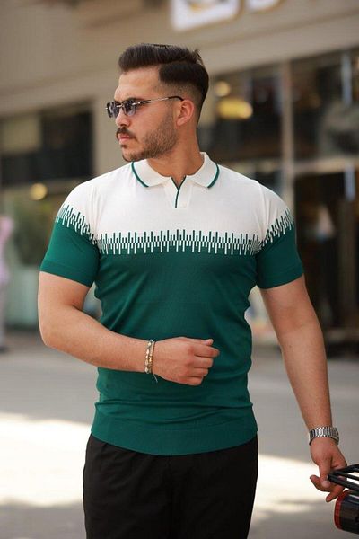 modamtn Men's Nurse Collar Double Color Short Sleeve T-Shirt