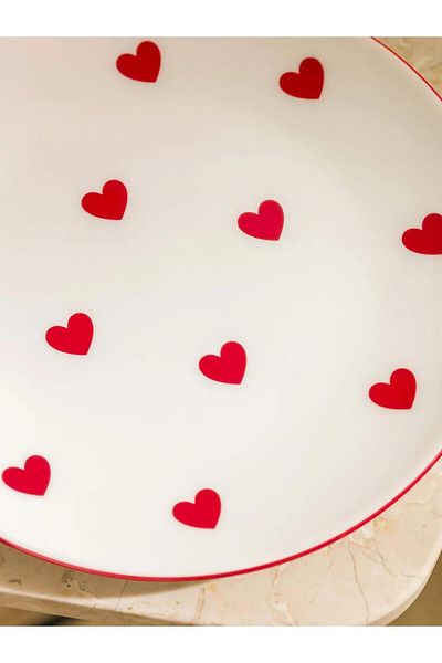 LC Waikiki Πορσελάνινο πιάτο LCW HOME Heart Printed 21 cm (W5)