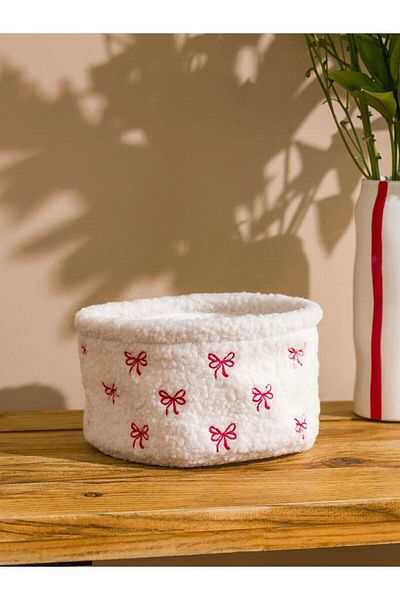 LC Waikiki LCW HOME Organizator de prosoape de pluș imprimat cu fundă 20 cm (W5)