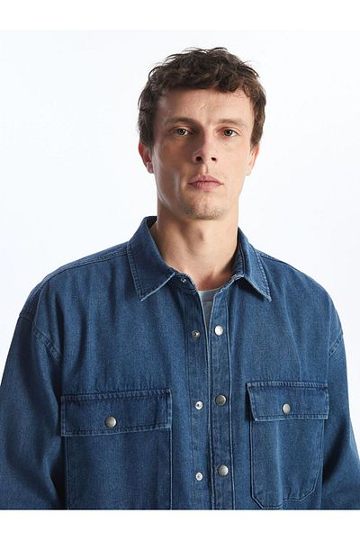 LC Waikiki LCW Jeans Comfortable Fit Long Sleeve Men's Jean Shirt