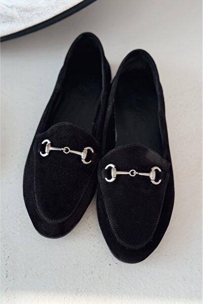 I Love Shoes Palvora Справжня замша Тока Детальний жіночий лофер Чорний