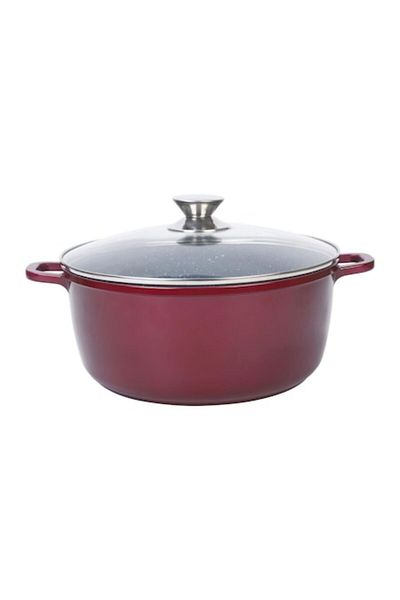 OEM Aluminum Pot with Marbled Ceramic Coating, Glass Lid, 40 cm, 19 L - Grunberg GR1640MR
