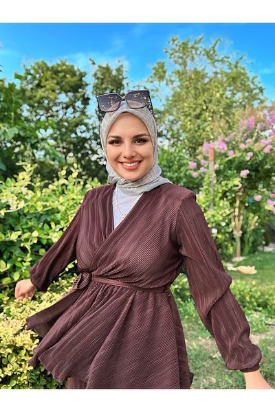 Modakaşmir Linear Circle Mk Cotton Scarf - Gray-Smoked