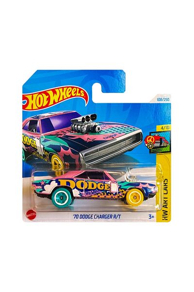 HOT WHEELS Masinuta metalica Hot Wheels '70 Dodge Charger R/T, HW Art Cars, 1:64, Roz