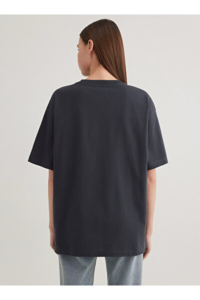 Mavi Crew Neck Printed Gray Women's T-Shirt Dmk.1600843-82185 Printed