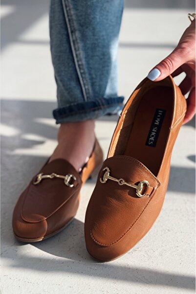 I Love Shoes Palvora Hakiki Deri Toka Detaylı Kadın Loafer Taba