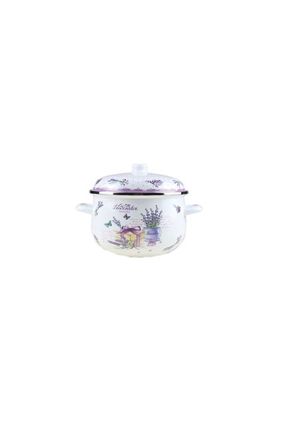 OEM Cratita cu capac, emailata, 20 cm, 2.9 l, Grunberg, GR2000, Alb/Mov