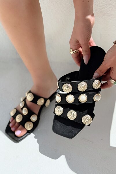 I Love Shoes Γυναικείες παντόφλες Ceylor από ματ δέρμα με λεπτομέρεια μαύρης ...