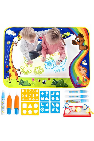 NewEvo water painting and drawing mat, 6 stencils, 4 water pens, 100x80 cm