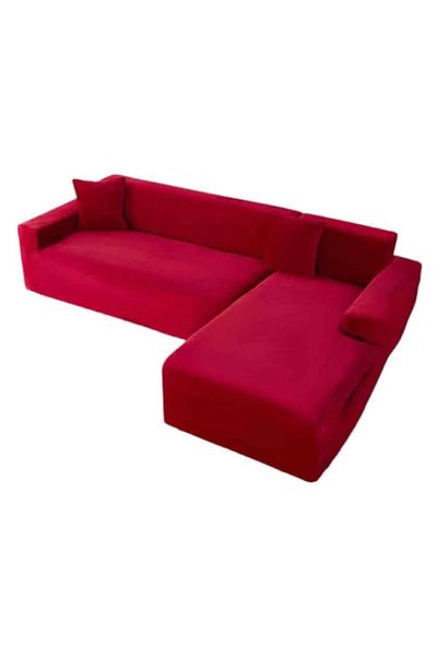 OEM Set 2 elastic slipcovers for sofa, Velvet, Solid, L/M, 130X180cm/180X230cm, MS STAR, Red