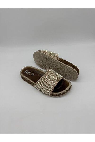 SLC Yuvarlak Detaylı Taşlı Boncuklu Terlik