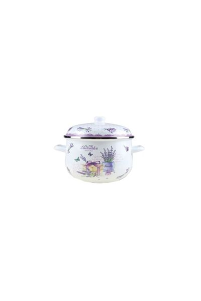 OEM Cratita cu capac, emailata, 20 cm, 2.9 l, Grunberg, GR2000, Alb/Mov
