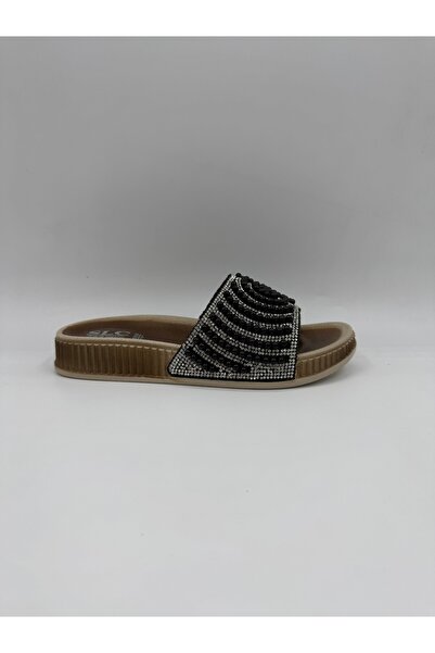 SLC Yuvarlak Detaylı Taşlı Boncuklu Terlik