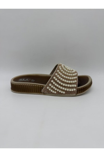 SLC Yuvarlak Detaylı Taşlı Boncuklu Terlik