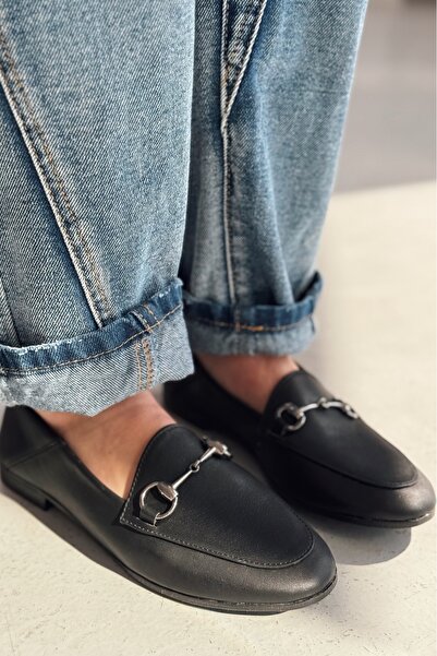 I Love Shoes Palvora Справжня шкіра Тканина Деталі Жіночі лофери Чорні