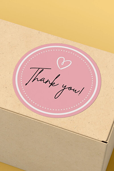 alışveriş kurdu Thank You Written Sticker Packaging Shipping Packaging Label - 4X4Cm 70 Pieces